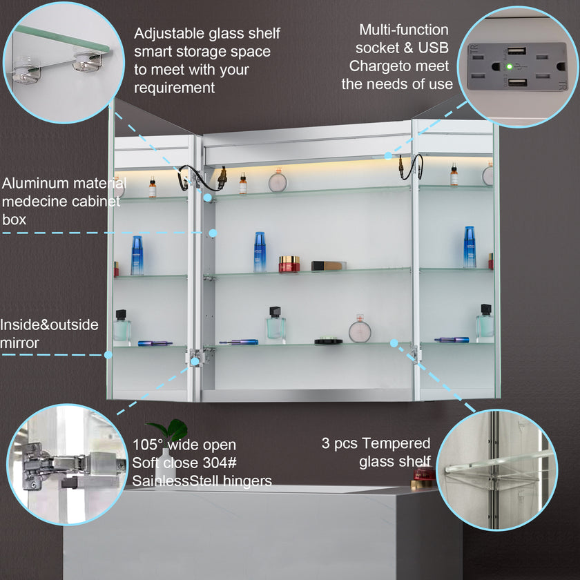 LYRA Rectangular Frameless Custom LED Medicine Cabinet
