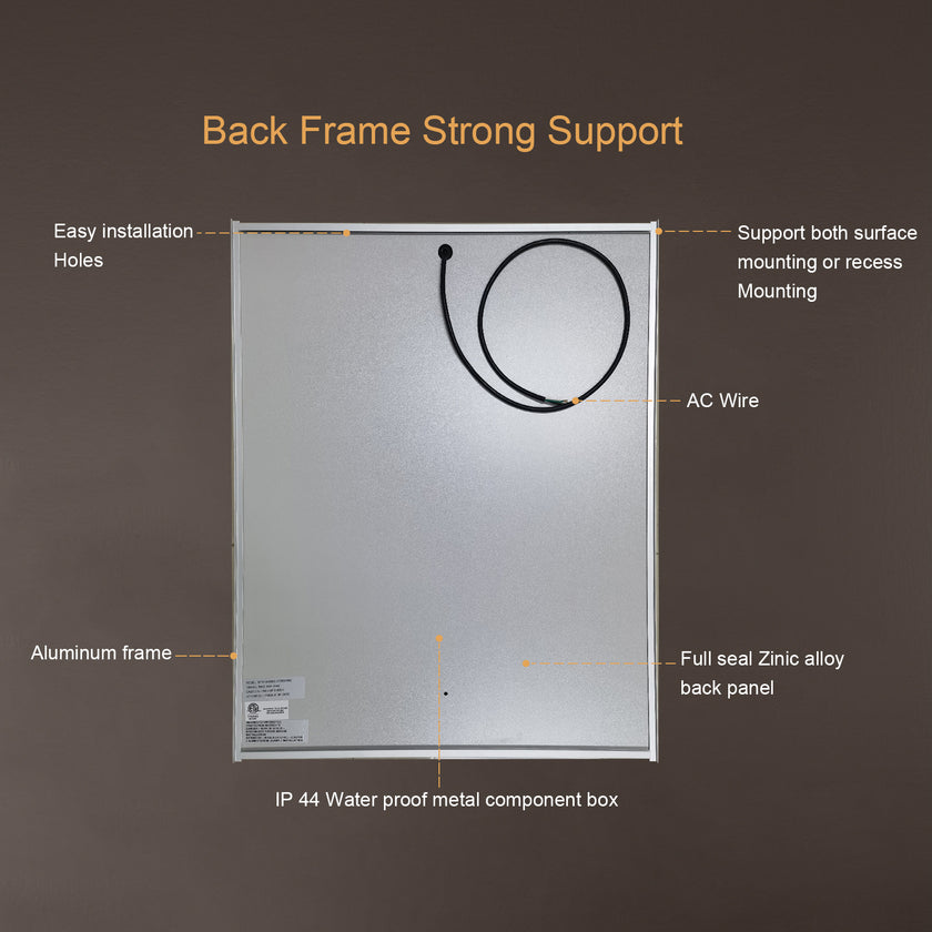 NYSA Rectangular Frameless Custom LED Medicine Cabinet