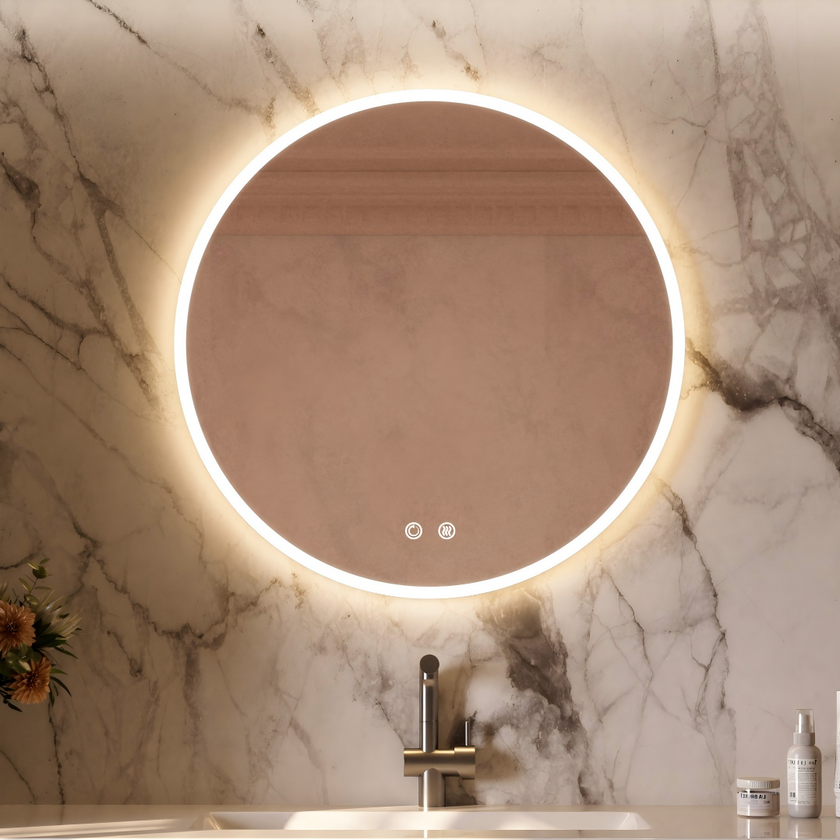 SHINEY Round Frameless LED Mirror with Edge LED Light | Ship today mirror