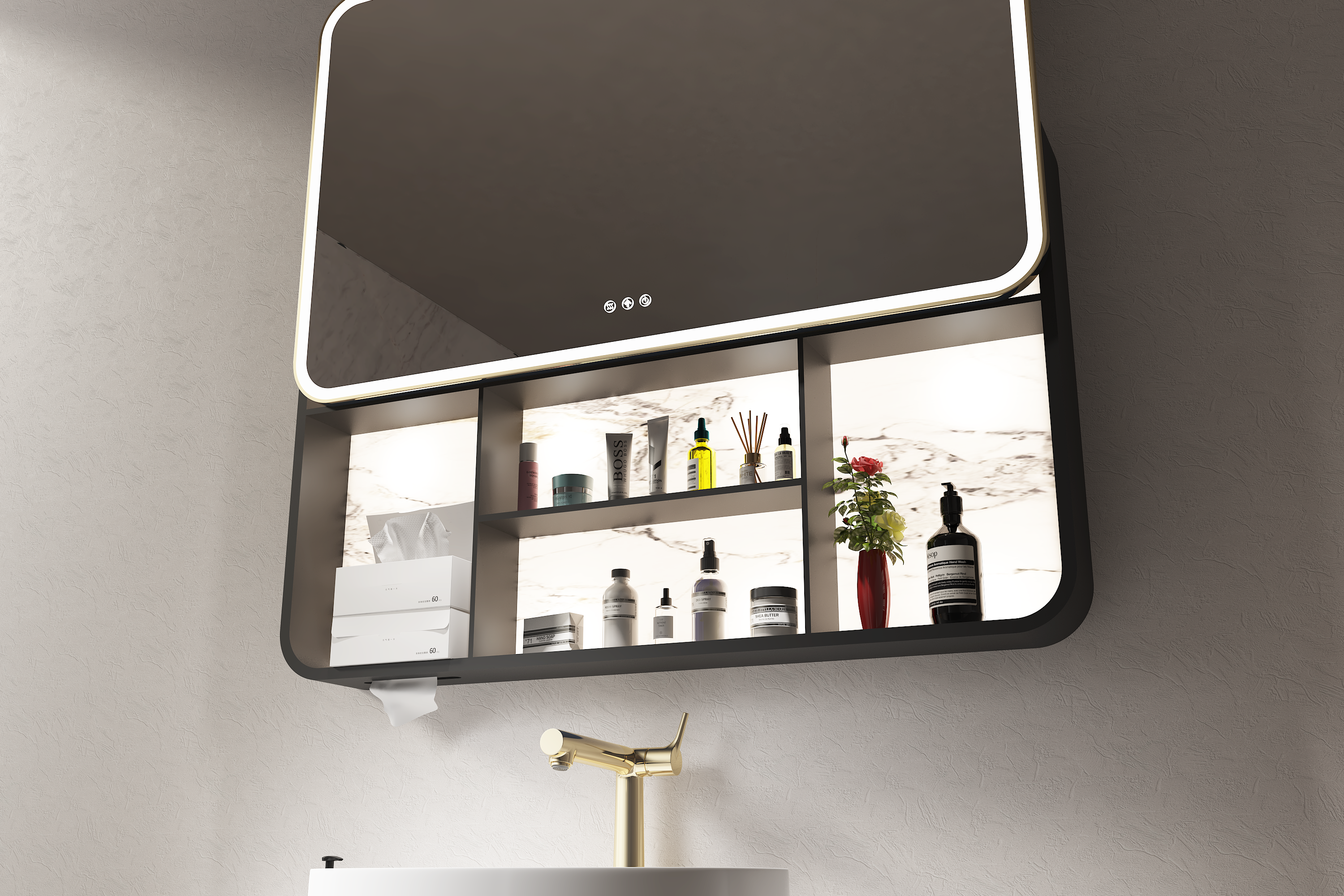ALTA Rounded Frameless Custom Sliding LED Medicine Cabinet