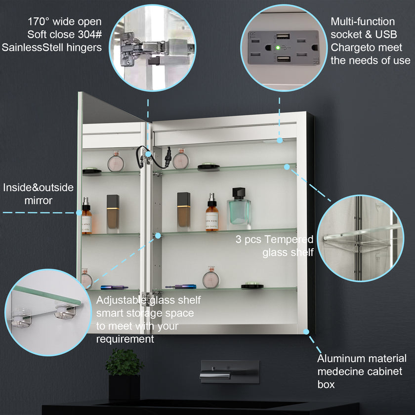SEIRA Rectangular Frameless Custom LED Medicine Cabinet