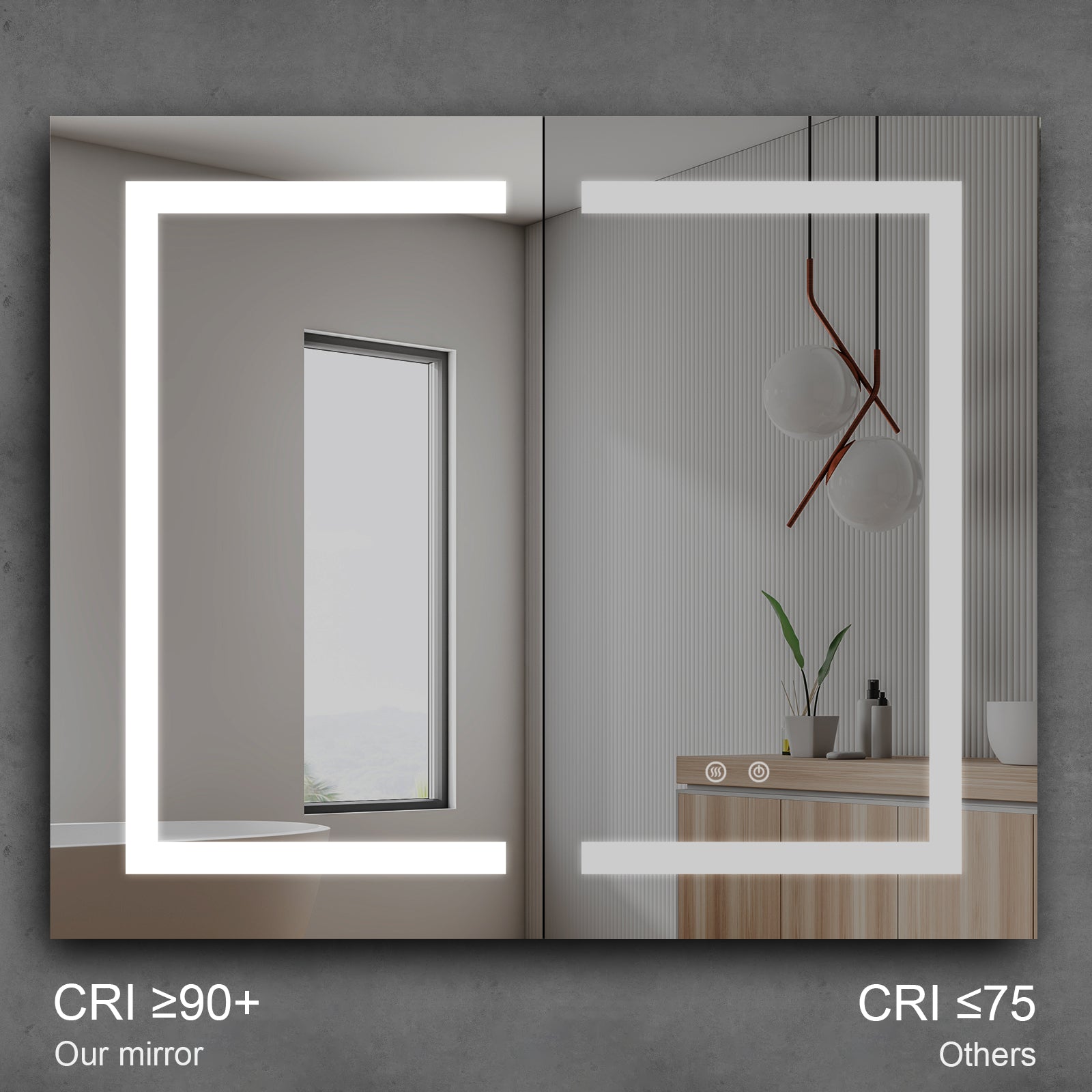 NYSA Rectangular Frameless Custom LED Medicine Cabinet
