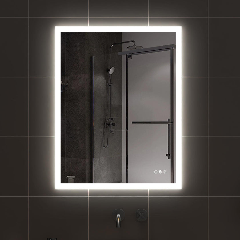 GLOWY Rectangular Frameless LED Mirror with Edge LED Light | Ship today mirror