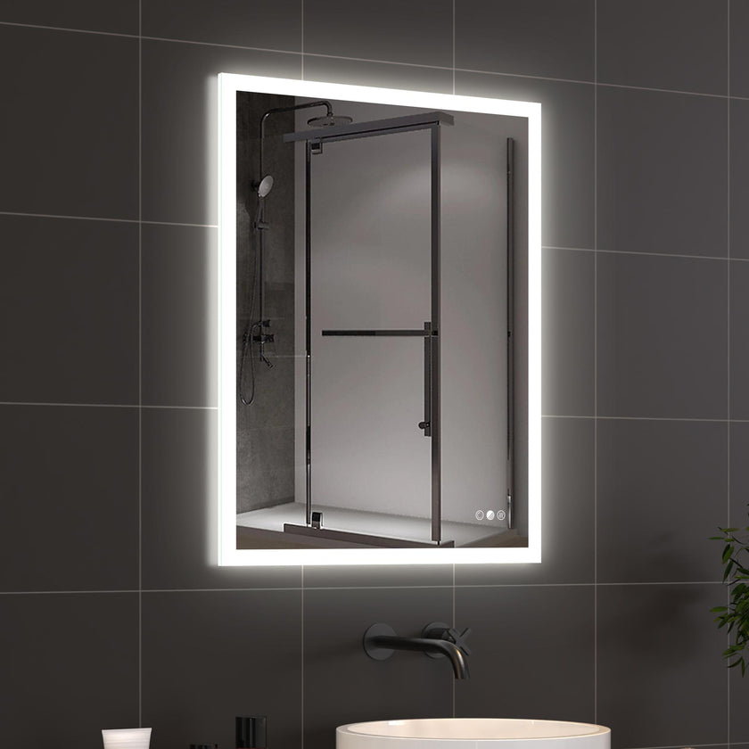 GLOWY Rectangular Frameless LED Mirror with Edge LED Light | Ship today mirror
