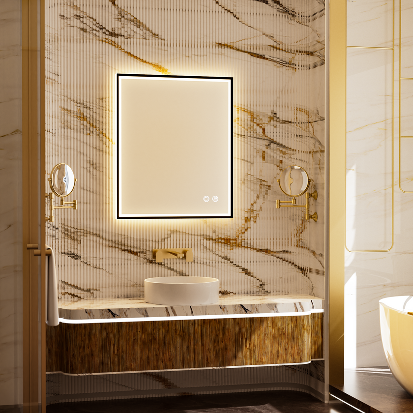 MINER Aluminum Framed LED Mirror with Edge LED Light | Ship today mirror