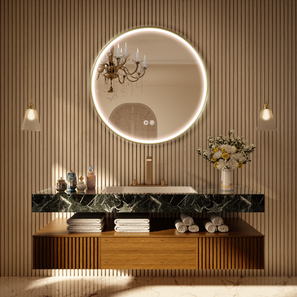 LITEY Aluminum Framed Round LED Mirror with Edge LED Light | Ship today mirror