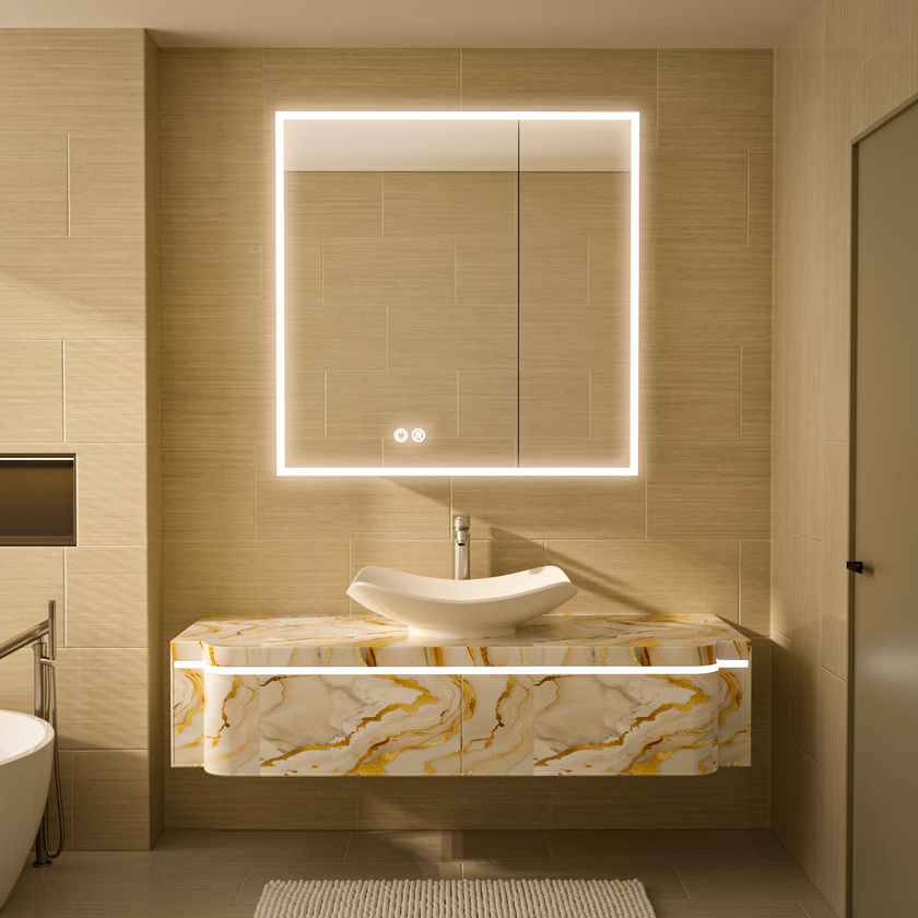 RADIY Rectangular Frameless Medicine Cabinet with Edge LED Light
