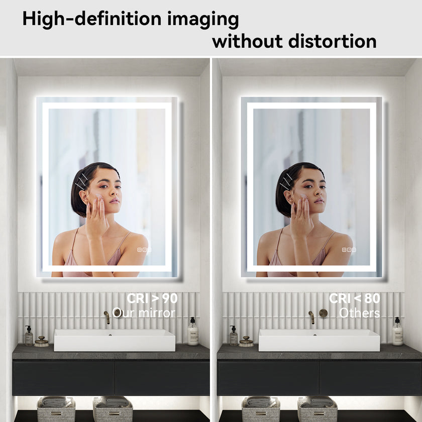 RAY Rectangular Frameless LED Mirror with Front light and Backlit | Ship today mirror