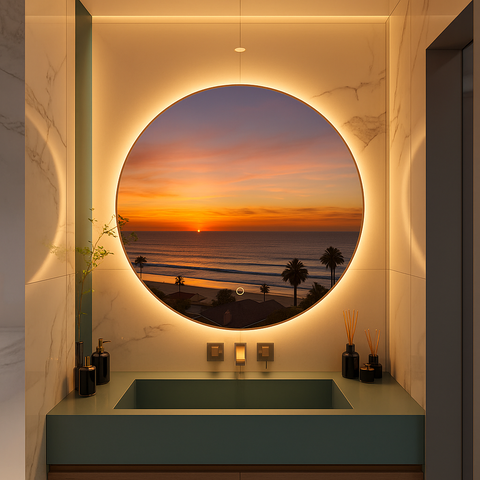 AETHER Round Frameless Custom LED Mirror