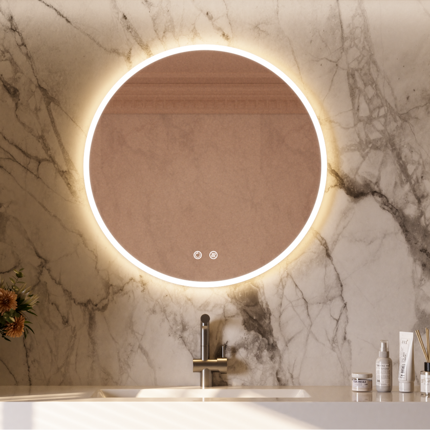 SHINEY Round Frameless LED Mirror with Edge LED Light | Ship today mirror
