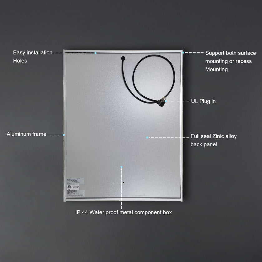 RADIY Rectangular Frameless Medicine Cabinet with Edge LED Light