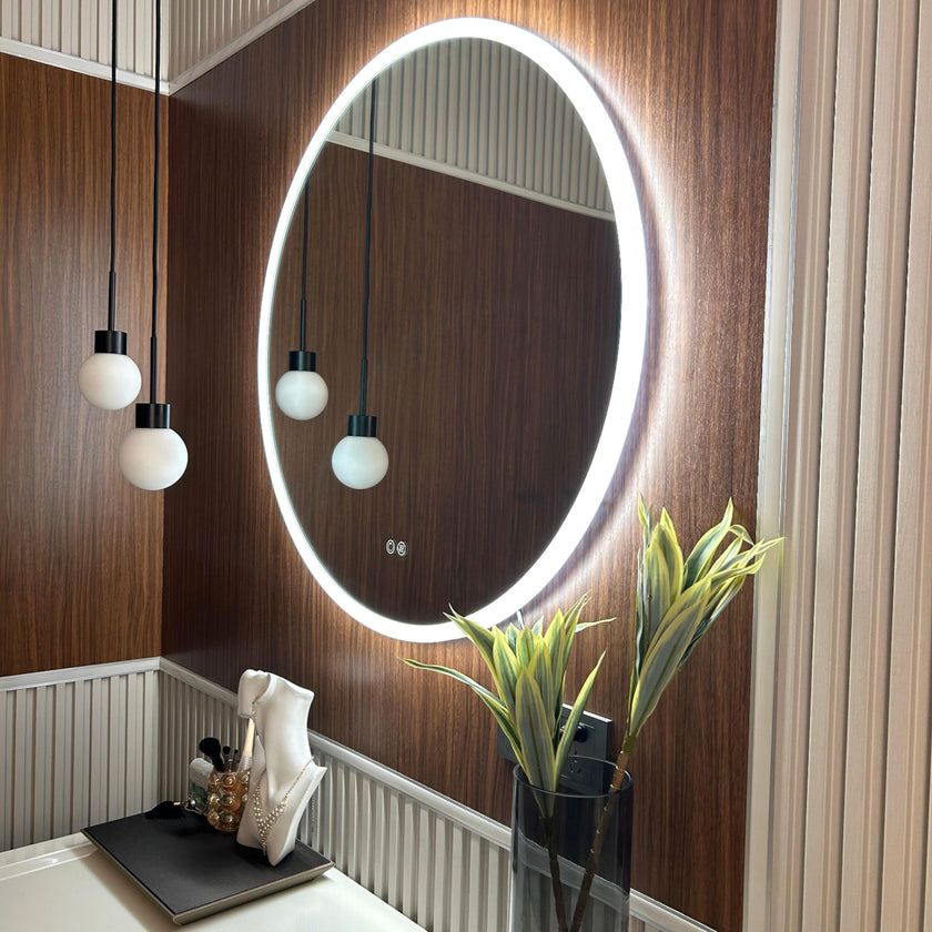 SHINEY Round Frameless LED Mirror with Edge LED Light | Ship today mirror