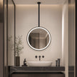 HELYON Hanging Rod Round Framed Custom LED Mirror