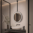 HELYON Hanging Rod Round Framed Custom LED Mirror