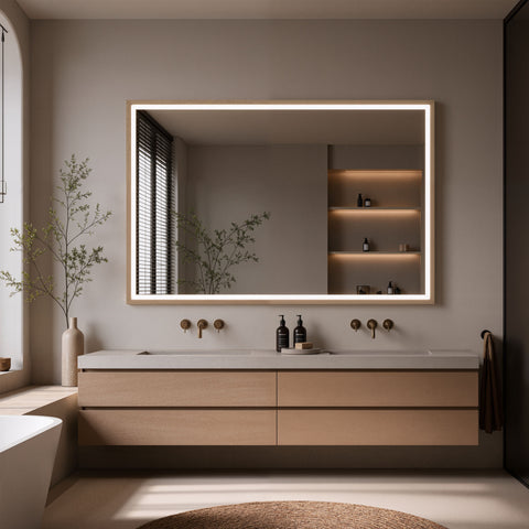 GLYNTI Rectangular Wooden Framed Custom LED Mirror | NEW ARRIVAL