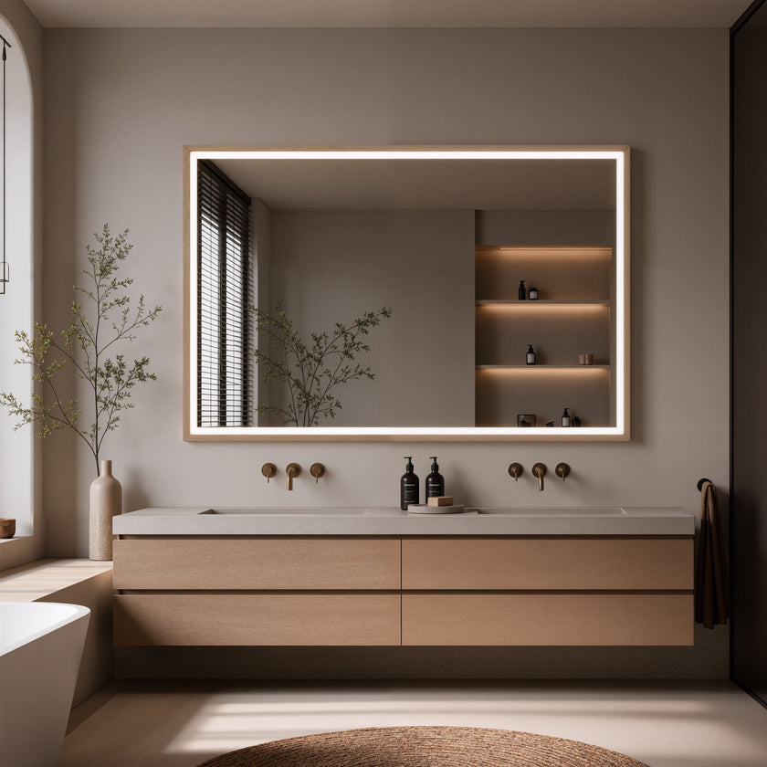 GLYNTI Rectangular Wooden Framed Custom LED Mirror | NEW ARRIVAL