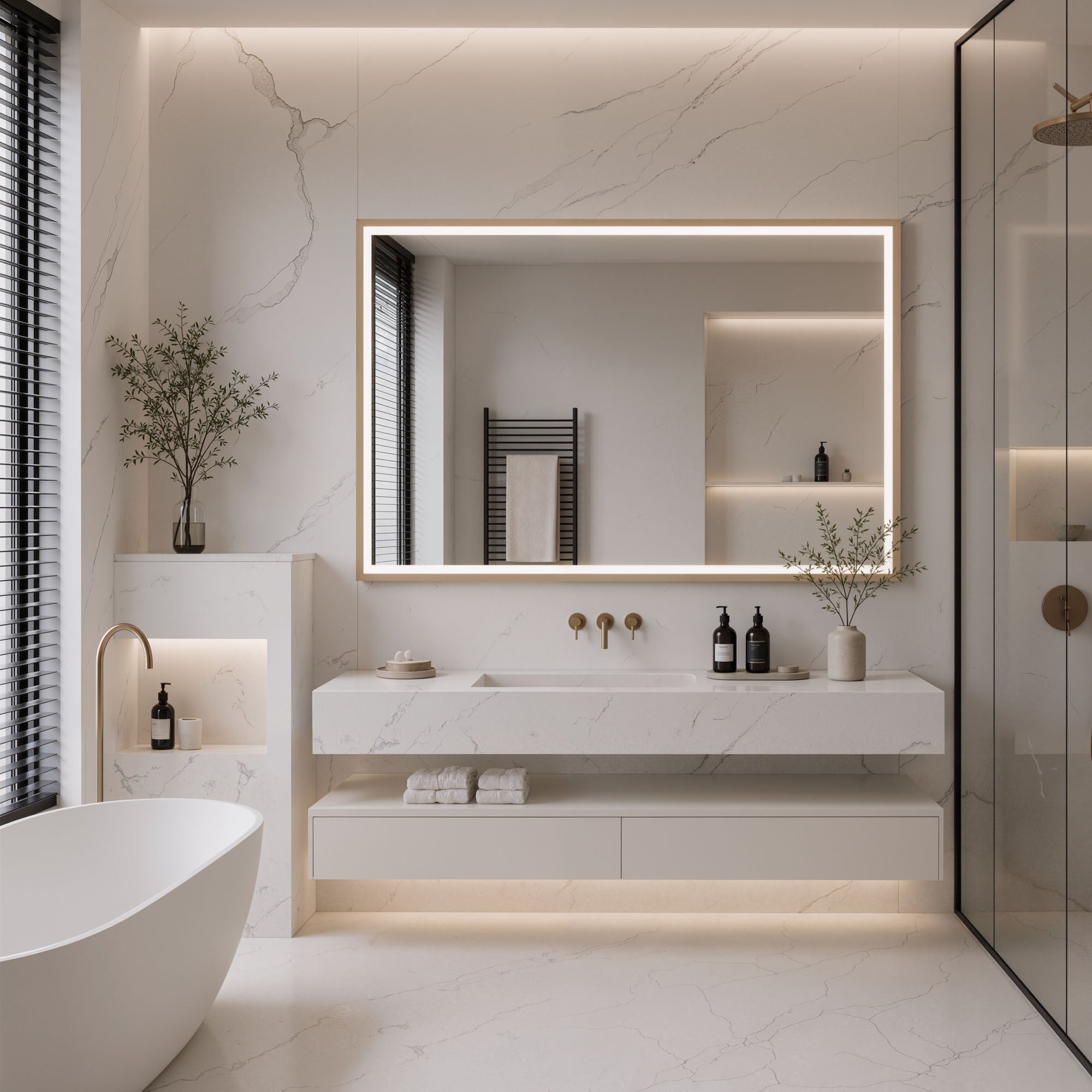 GLYNTI Rectangular Wooden Framed Custom LED Mirror | NEW ARRIVAL