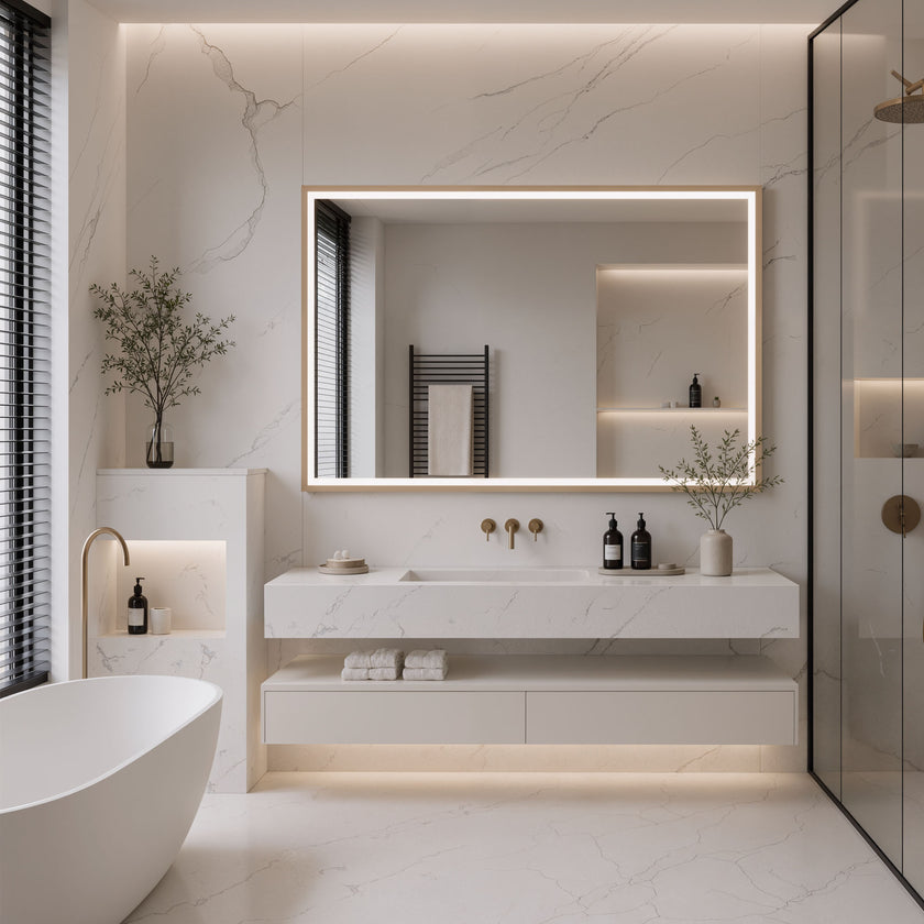 GLYNTI Rectangular Wooden Framed Custom LED Mirror | NEW ARRIVAL