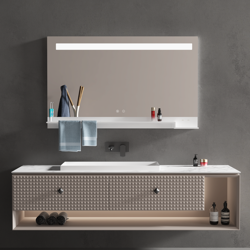 FRESCO Rectangular Frameless Top Horizontal Glow Stripe LED Mirror