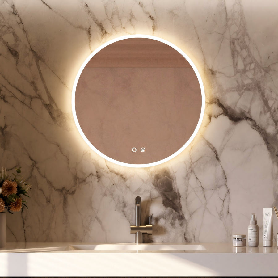 SHINEY Round Frameless LED Mirror with Edge LED Light | Ships Now in 3 Sizes from 24” to 36”