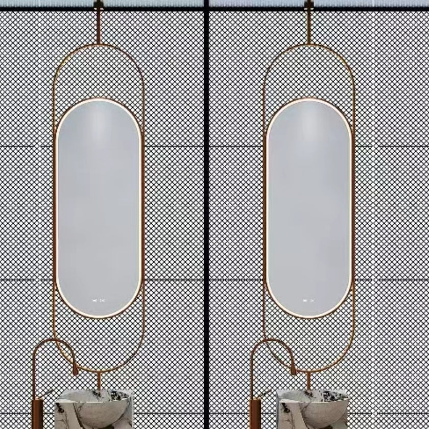 CELESTE Hanging Rod Capsule Metal Framed Custom LED Mirror