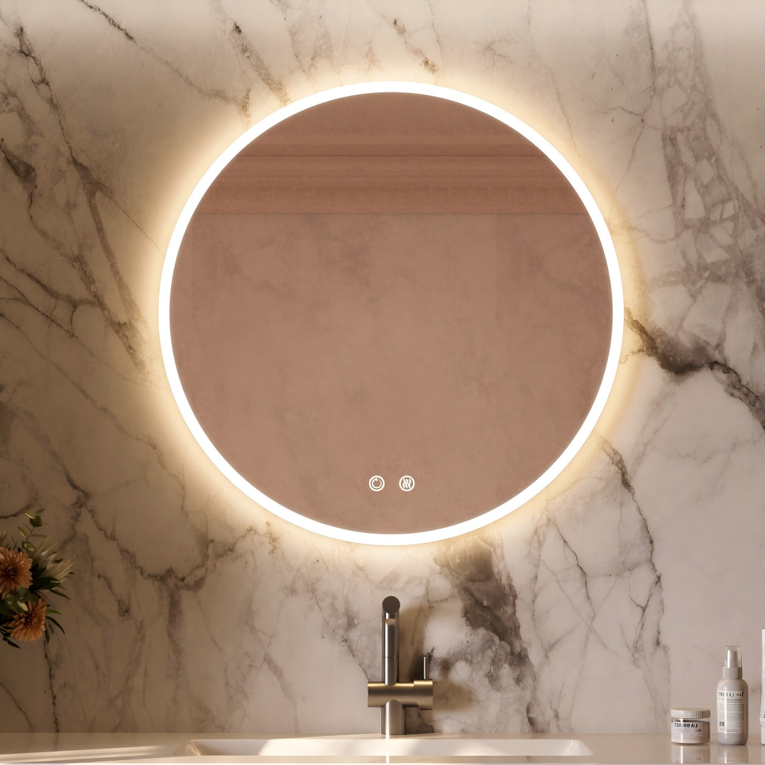 SHINEY Round Frameless LED Mirror with Edge LED Light | Ship today mirror