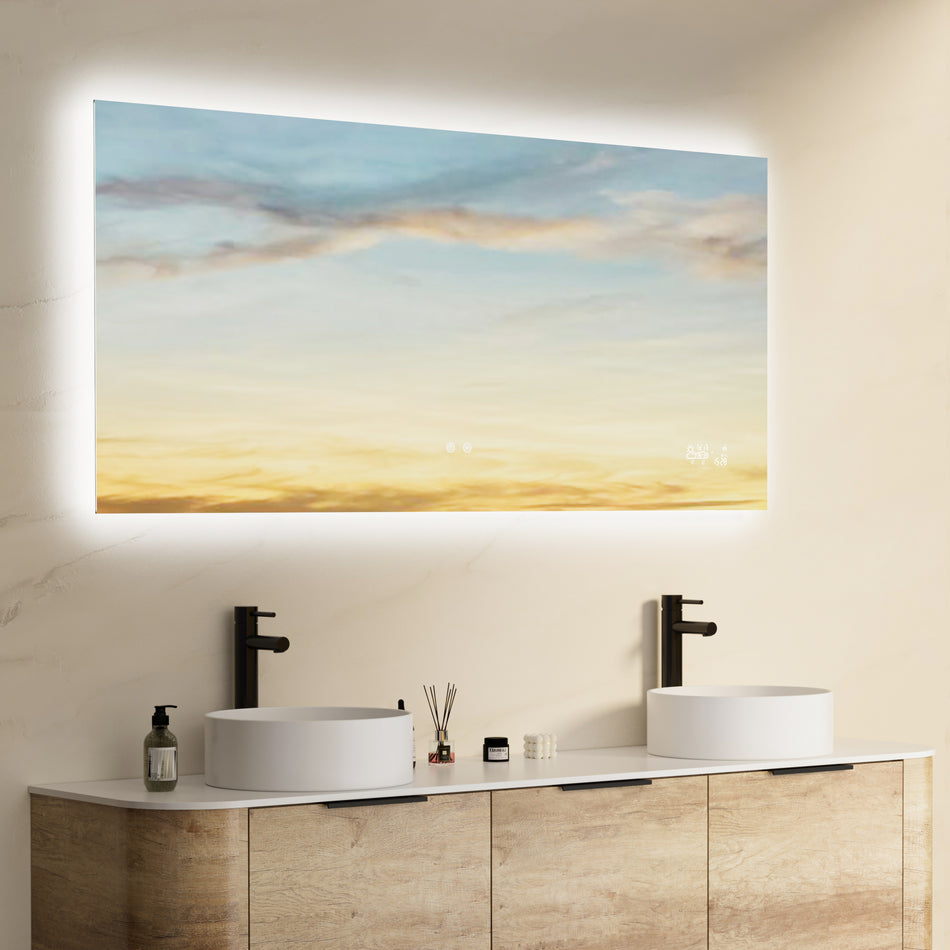 CRYSTAL Rectangular Frameless Custom LED Mirror with Backlight