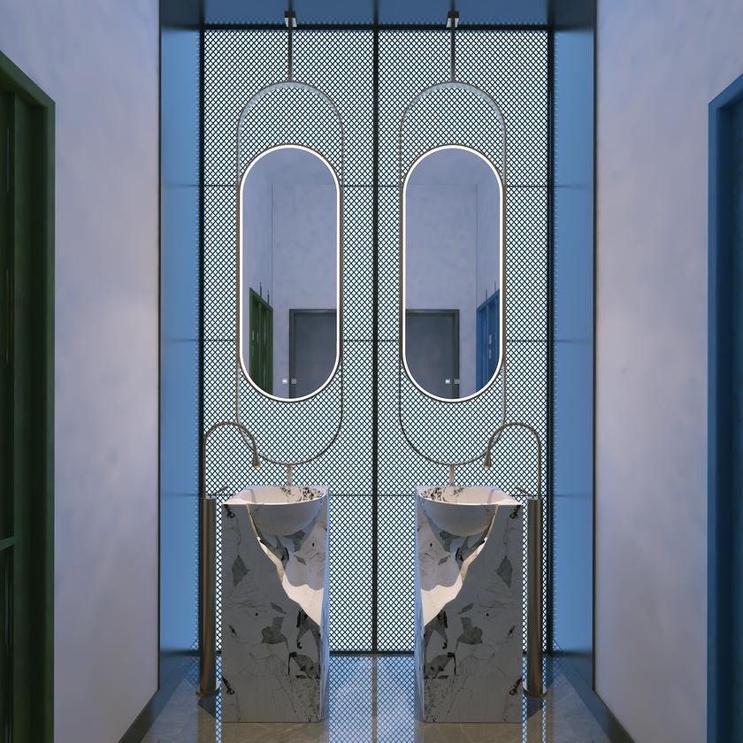 CELESTE Hanging Rod Capsule Metal Framed Custom LED Mirror