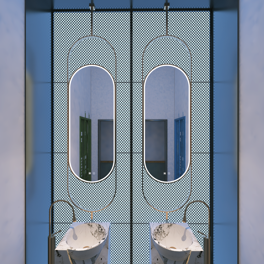 CELESTE Hanging Rod Capsule Metal Framed Custom LED Mirror