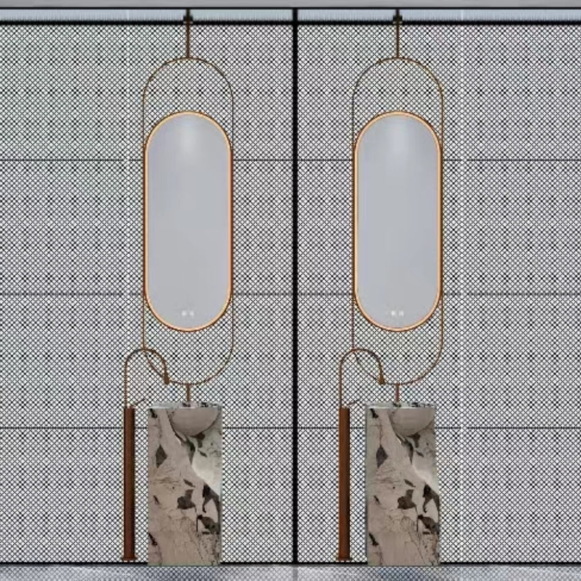 CELESTE Hanging Rod Capsule Metal Framed Custom LED Mirror