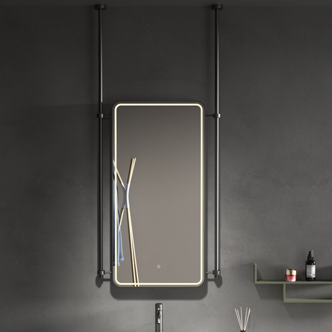 POLIS Hanging Rod Rounded Metal Framed Custom LED Mirror