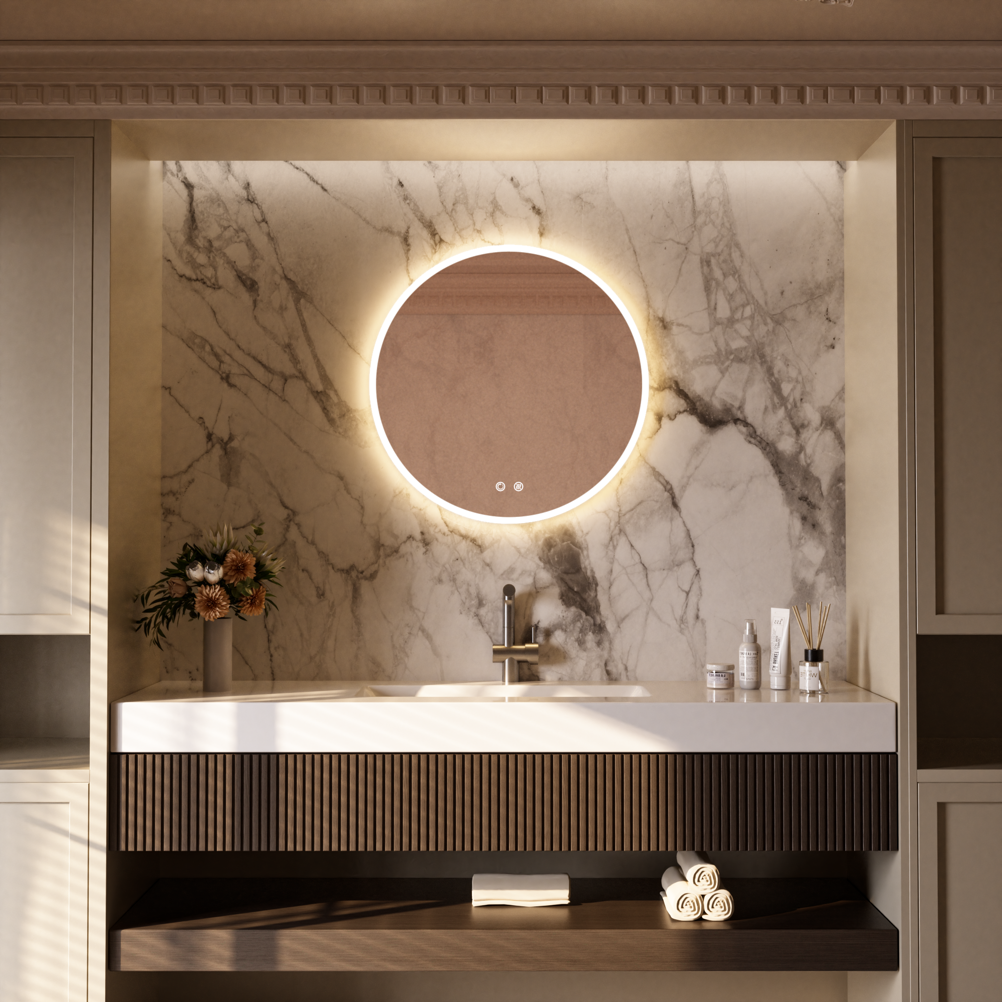 SHINEY Round Frameless LED Mirror with Edge LED Light | Ship today mirror