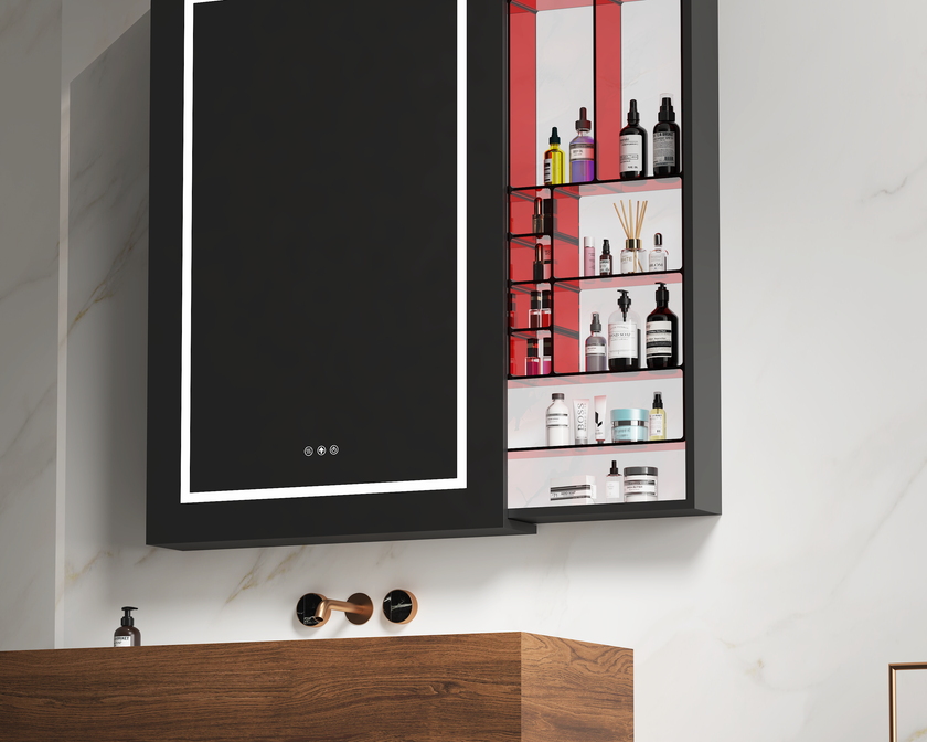 PYRA Rectangular Frameless Custom Sliding LED Medicine Cabinet