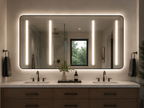 Rounded Framed Custom LED Mirror w/ 4 LED Stripe Mirror (Special Item)