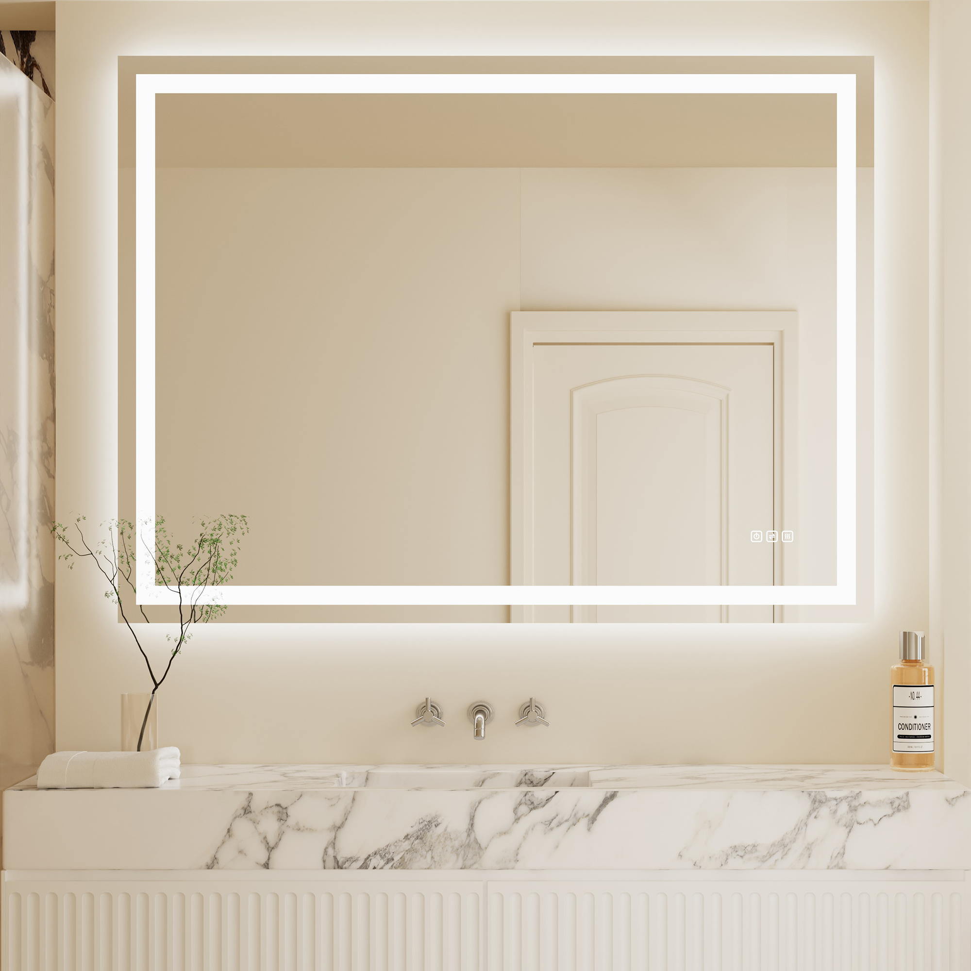 RAY Rectangular Frameless LED Mirror with Front light and Backlit | Ship today mirror