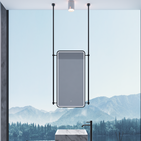 POLIS Hanging Rod Rounded Metal Framed Custom LED Mirror