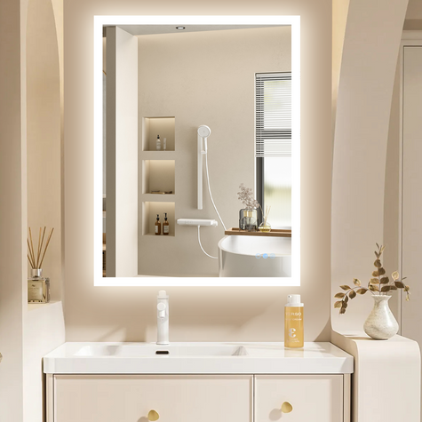 GLOWY Rectangular Frameless LED Mirror with Edge LED Light | Ship today mirror