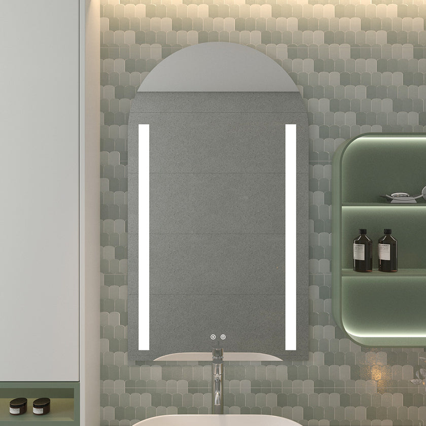 DIVINE Arched Frameless Dual Vertical Glow Stripes Custom LED Mirror
