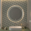 KALLOS Round Frameless Custom LED Mirror Pineapple Sandblasted Design