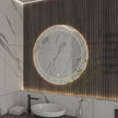 KALLOS Round Frameless Custom LED Mirror Pineapple Sandblasted Design