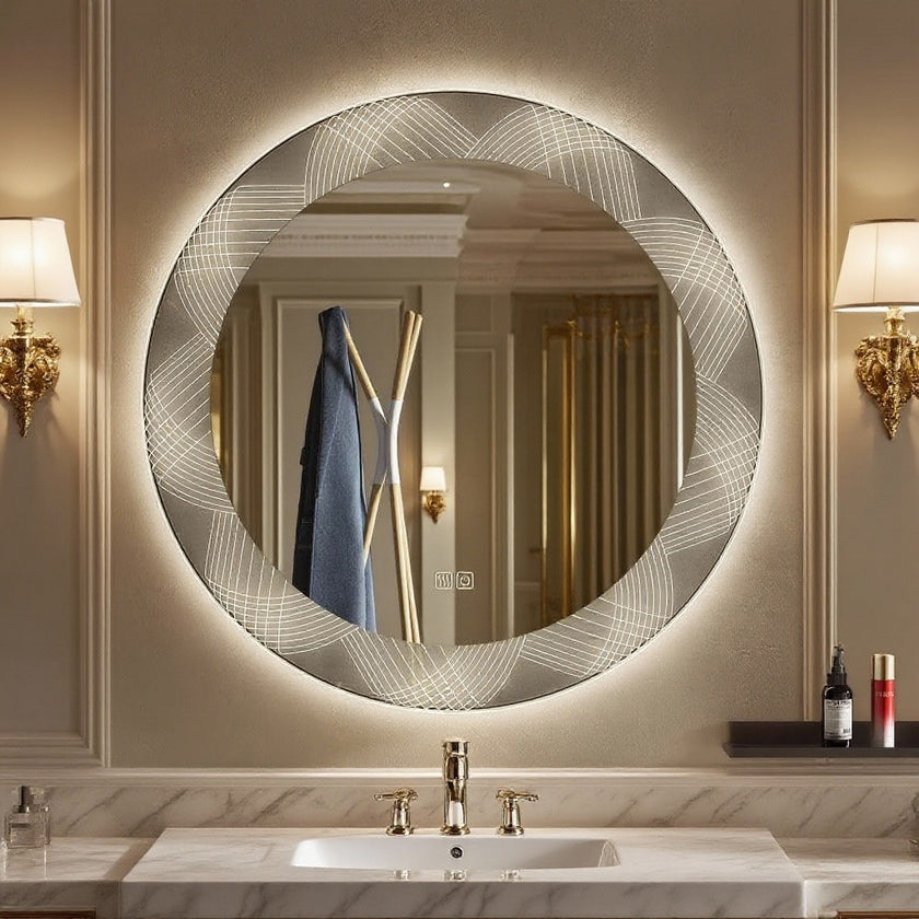 CLARO Round Acrylic Framed LED Mirror