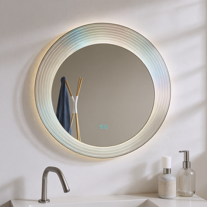 ZENOS Round Acrylic Framed LED Mirror