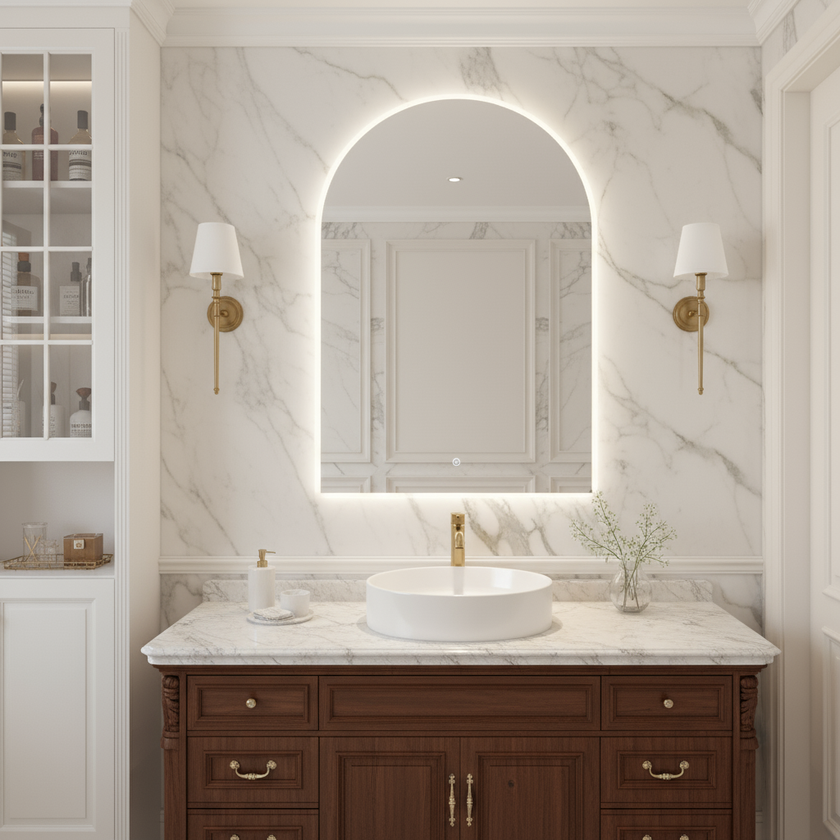 ETHEREAL Arched Frameless Custom LED Mirror