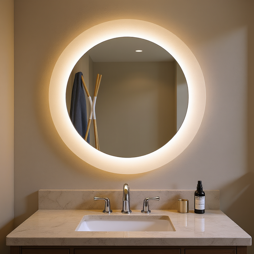 CHROME Round Acrylic Framed LED Mirror