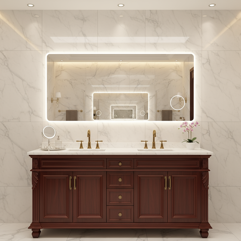 ELYSIUM Rounded Frameless Custom LED Mirror