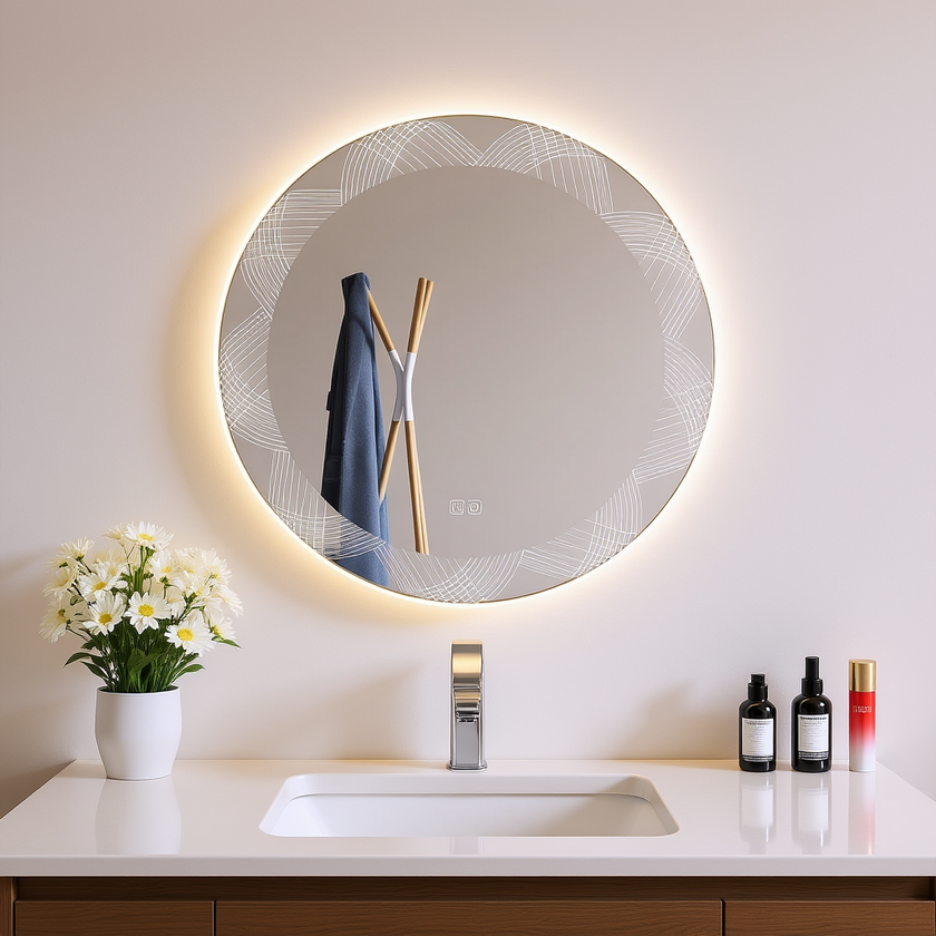CLARO Round Acrylic Framed LED Mirror
