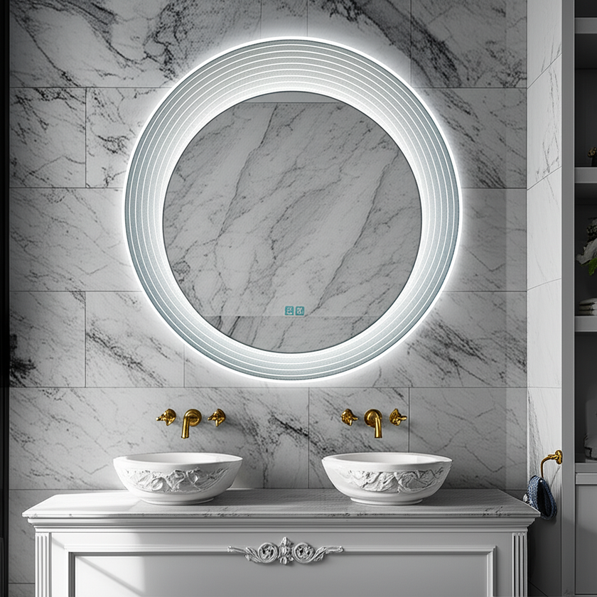 ZENOS Round Acrylic Framed LED Mirror