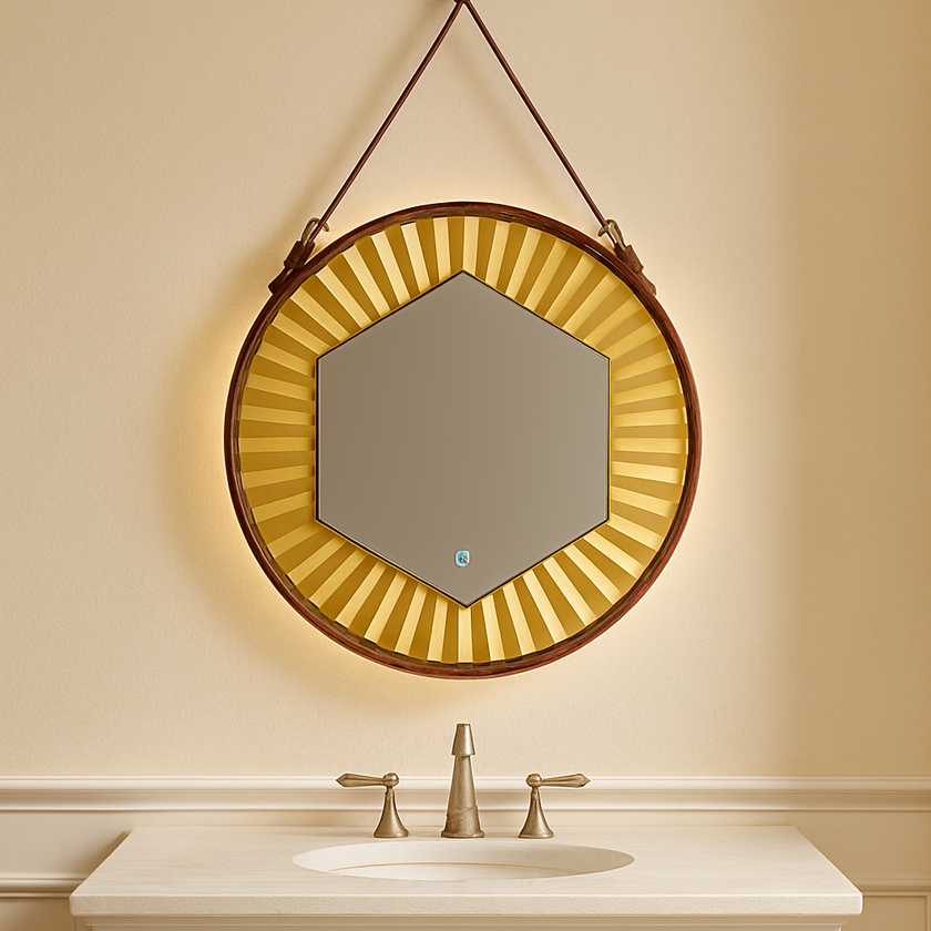 CRYSTA Round Metal Framed Custom LED Mirror