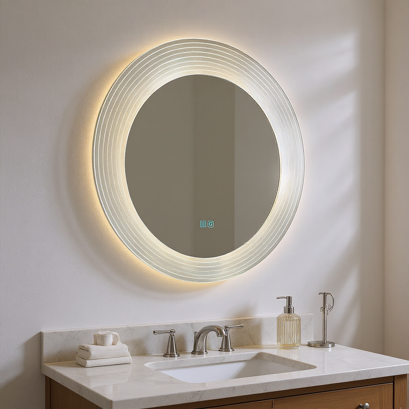 ZENOS Round Acrylic Framed LED Mirror