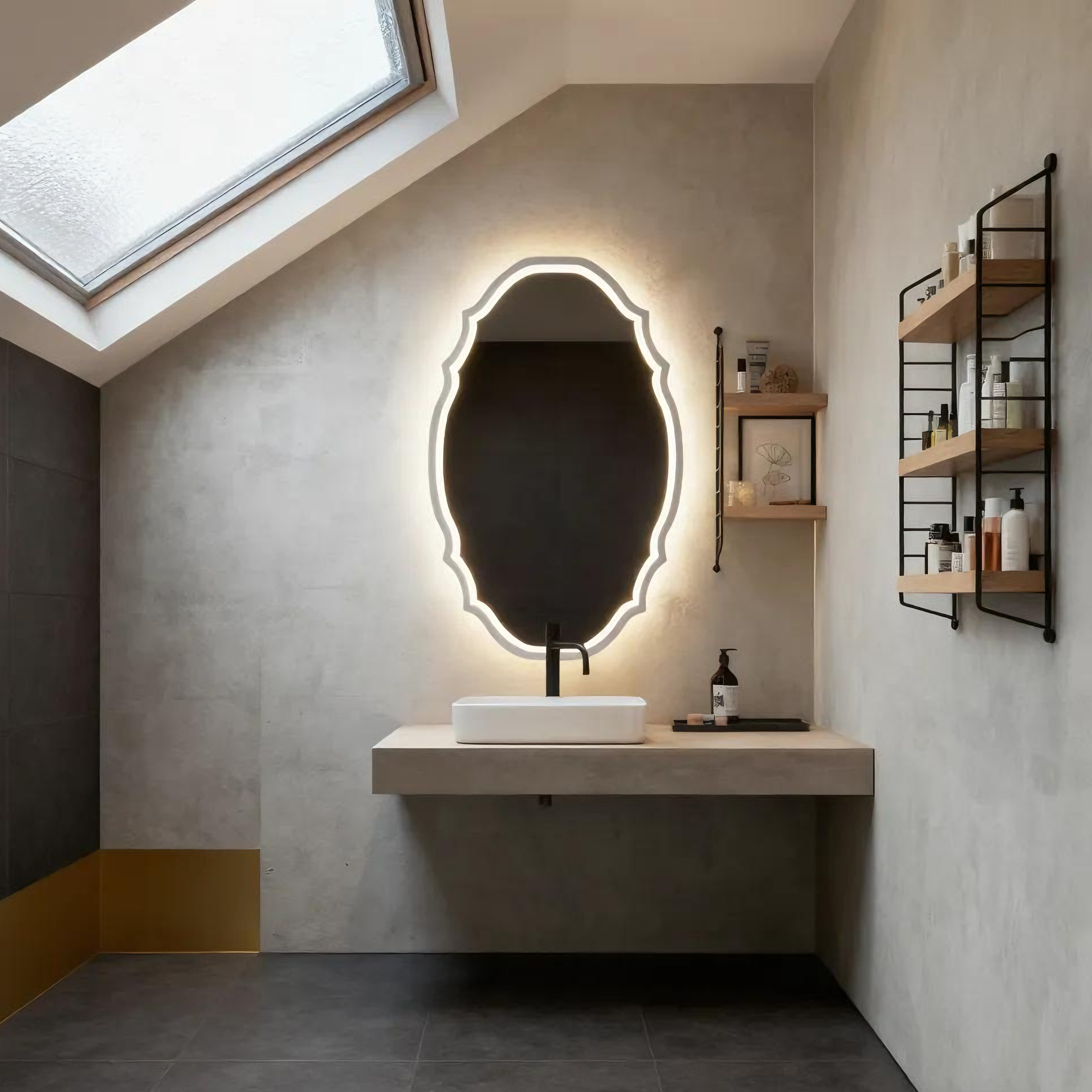 HELYA Frameless Irregular Custom LED Mirror